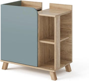 Mobiletto per lavabo Karen, Sonoma/blu, 60 x 65 cm con porta e vani aperti, con ritaglio per sifone per il montaggio sotto il lavabo
