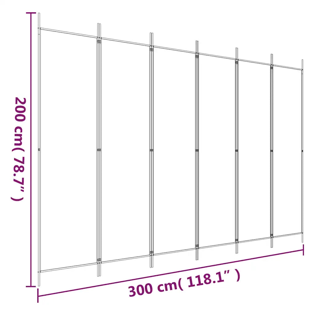 Divisorio a 6 Pannelli Antracite 300x200 cm Tessuto 350192