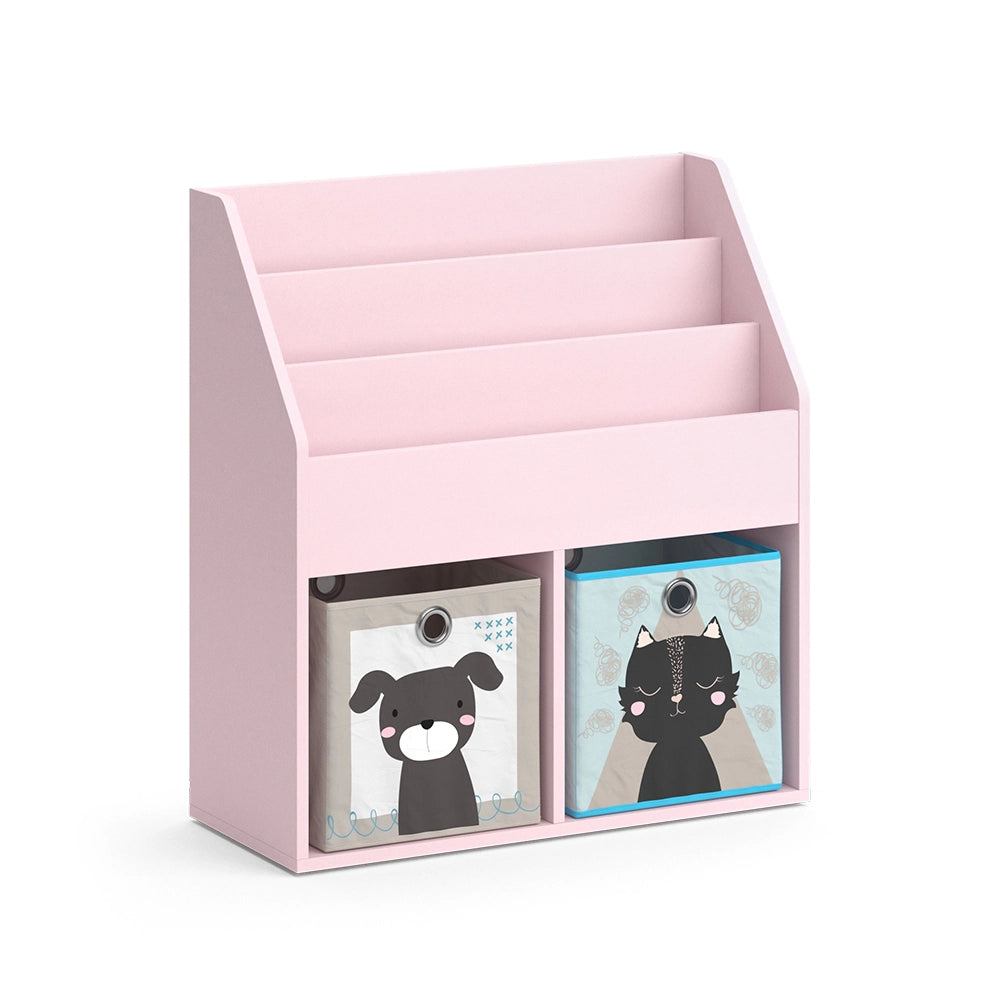 Vicco Libreria bambini rosa 72 x 79 cm con 2 scatole pieghevoli (cane, gatto)
