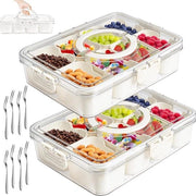 Bacchette per snack - 2 pezzi - contenitore per snack con coperchio - impermeabile - organizzatore per tablet di snack - per caramelle - verdure - biscotti - noci - dessert - frutta