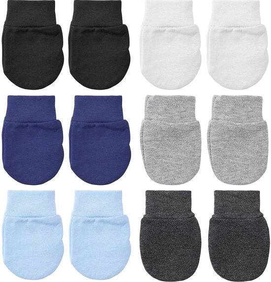 Manopole per neonati 6 paia - cotone/spandex - morbidi/comodi - senza graffi - per neonati - mix e match - con fiocchi