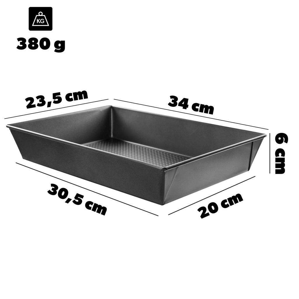 Teglia rettangolare antiaderente KADAX per torte, 34x23x6 cm.