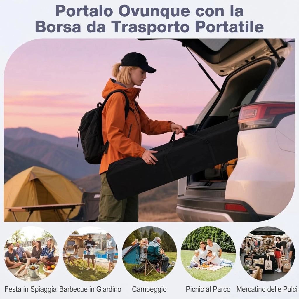 Gazebo da Esterno Pieghevole 290 x 290 cm, Gazebo Pop up con 4 Sacchi di Sabbia e Borsa da Trasporto, Regolabile in Altezza, Telaio Robusto in Metallo, per Mercato, Campeggio (Nero)