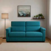 Rigolato, Divano Letto 2 Posti Sfoderabile Made in Italy, 185x95 cm Azzurro