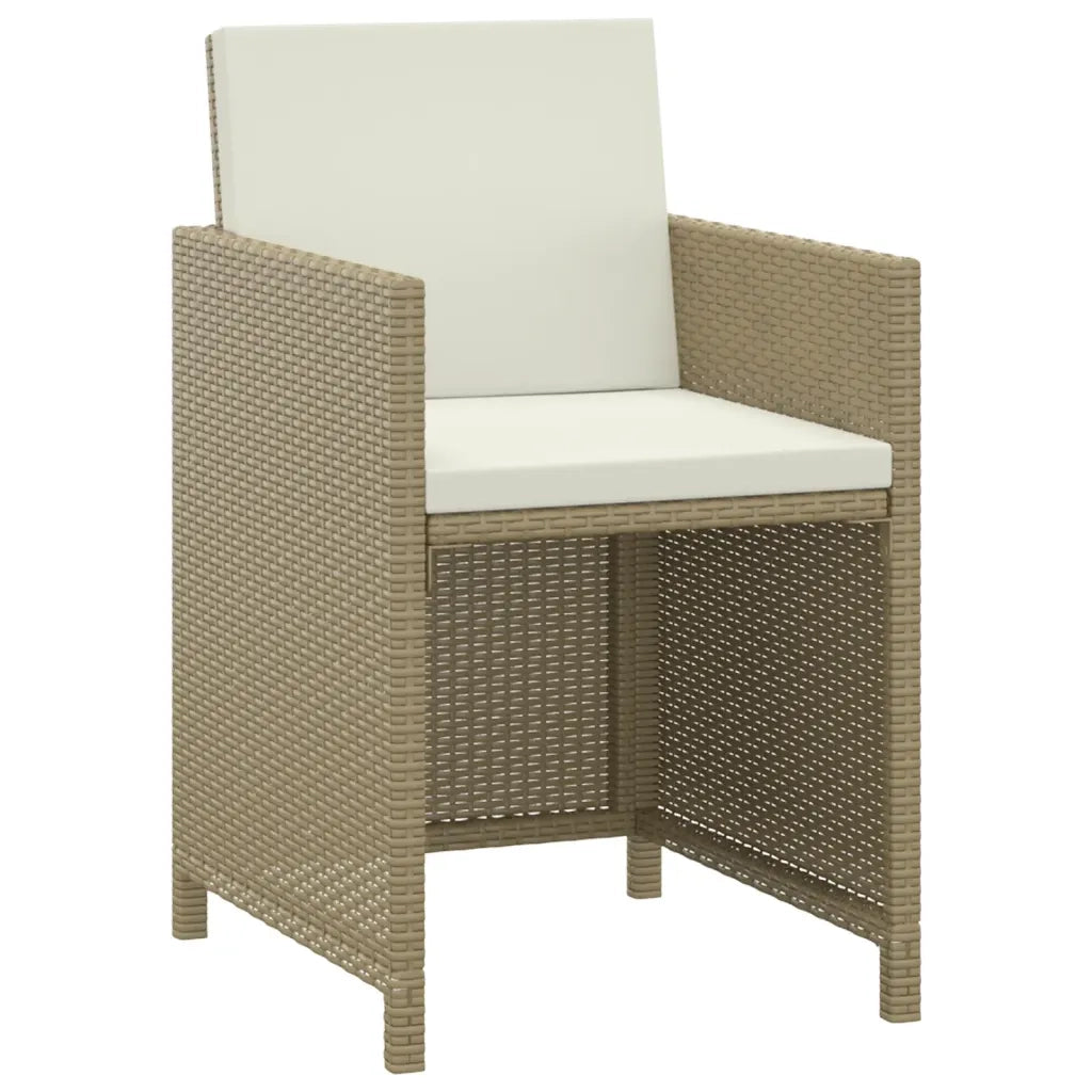 Set da Pranzo da Giardino 3 pz con Cuscini in Polyrattan Beige cod mxl 34661