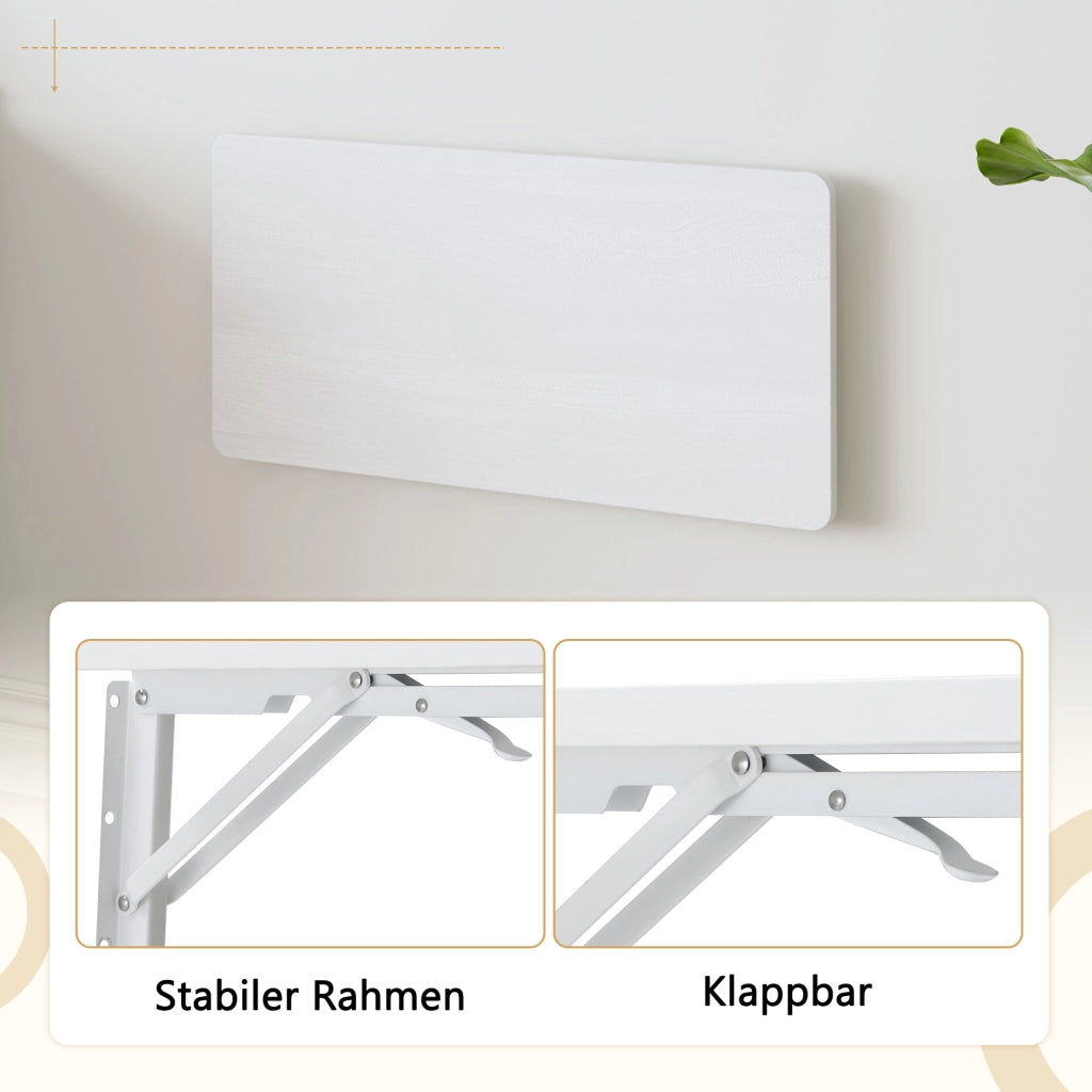 Scrivania pieghevole multifunzionale a parete in MDF con supporto metallico, per lavanderia e cucina, bianco