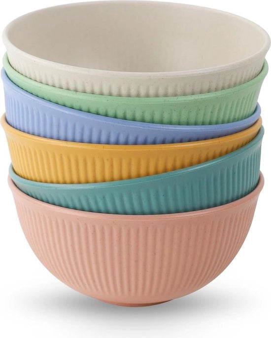 Set di contenitori in plastica a 6 pezzi, contenitore in plastica PP, leggero e resistente con scasso e riciclabile per colazione, insalata, pasta, zuppa, noodles