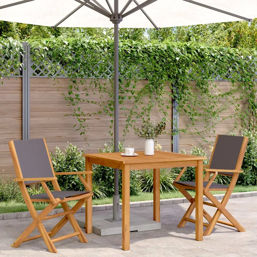 Sedie da Giardino 2 pz | Sedie da Esterno Antracite Legno Massello Acacia e Tessuto