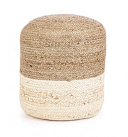 Pouf in Iuta Bianco Boho da Interno 45 cm - THOMAS