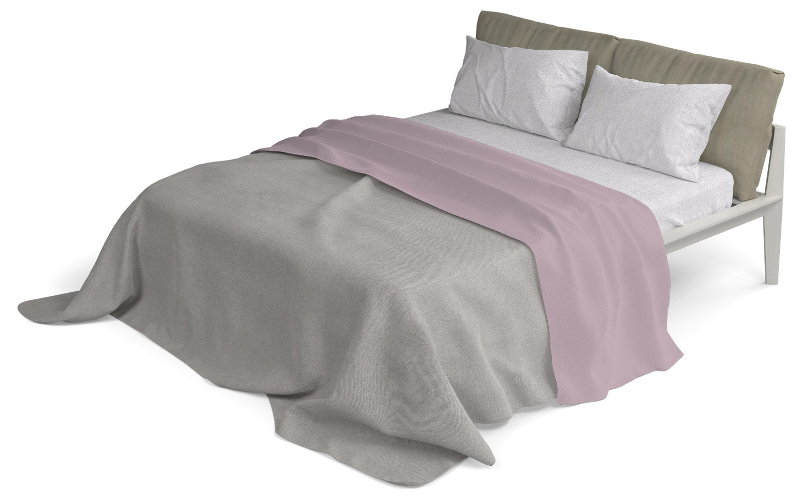 Set Lenzuola Singolo Sopra Sotto e Federe in Cotone Rosa Antico