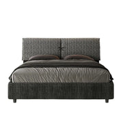 Letto matrimoniale con rete imbottito 160x210 tessuto Aragona 8 blu Mados
