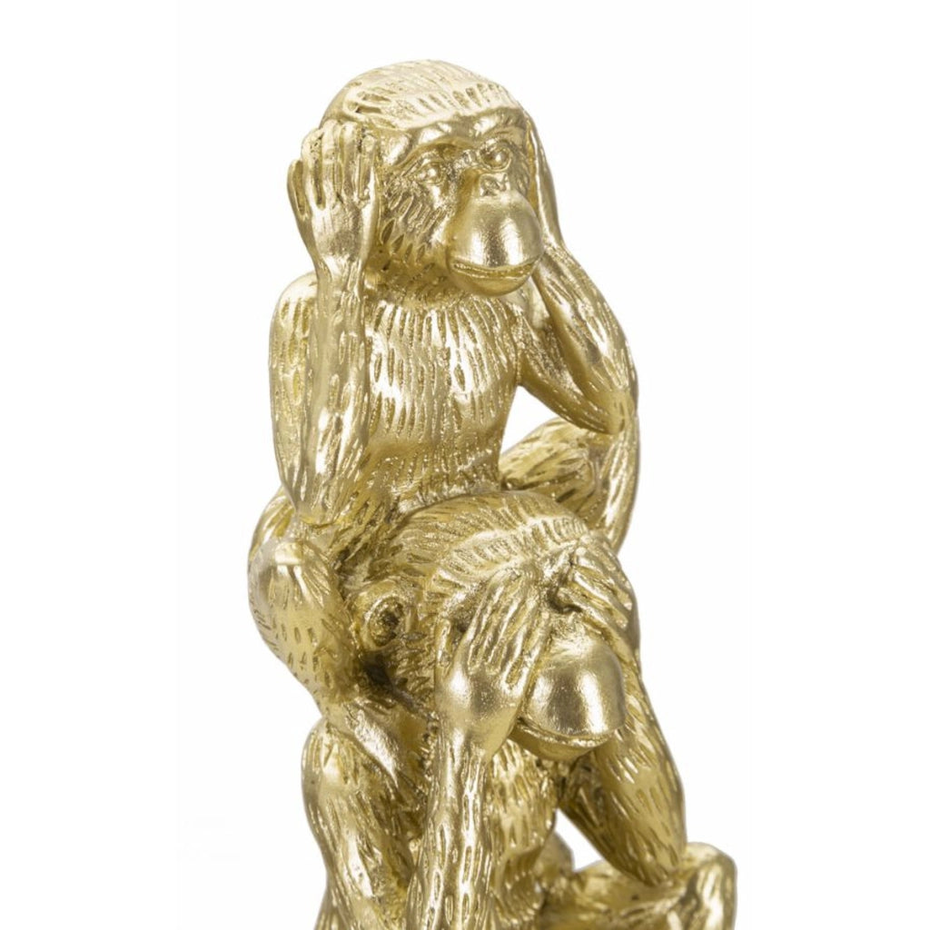 Scultura Scimmia 12, Oro, Poliresina, 10,5x10,5x30 cm