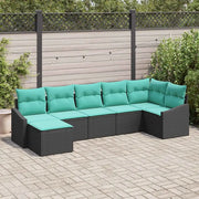 Set di divani con cuscino 7 pcs Nero polyrattan