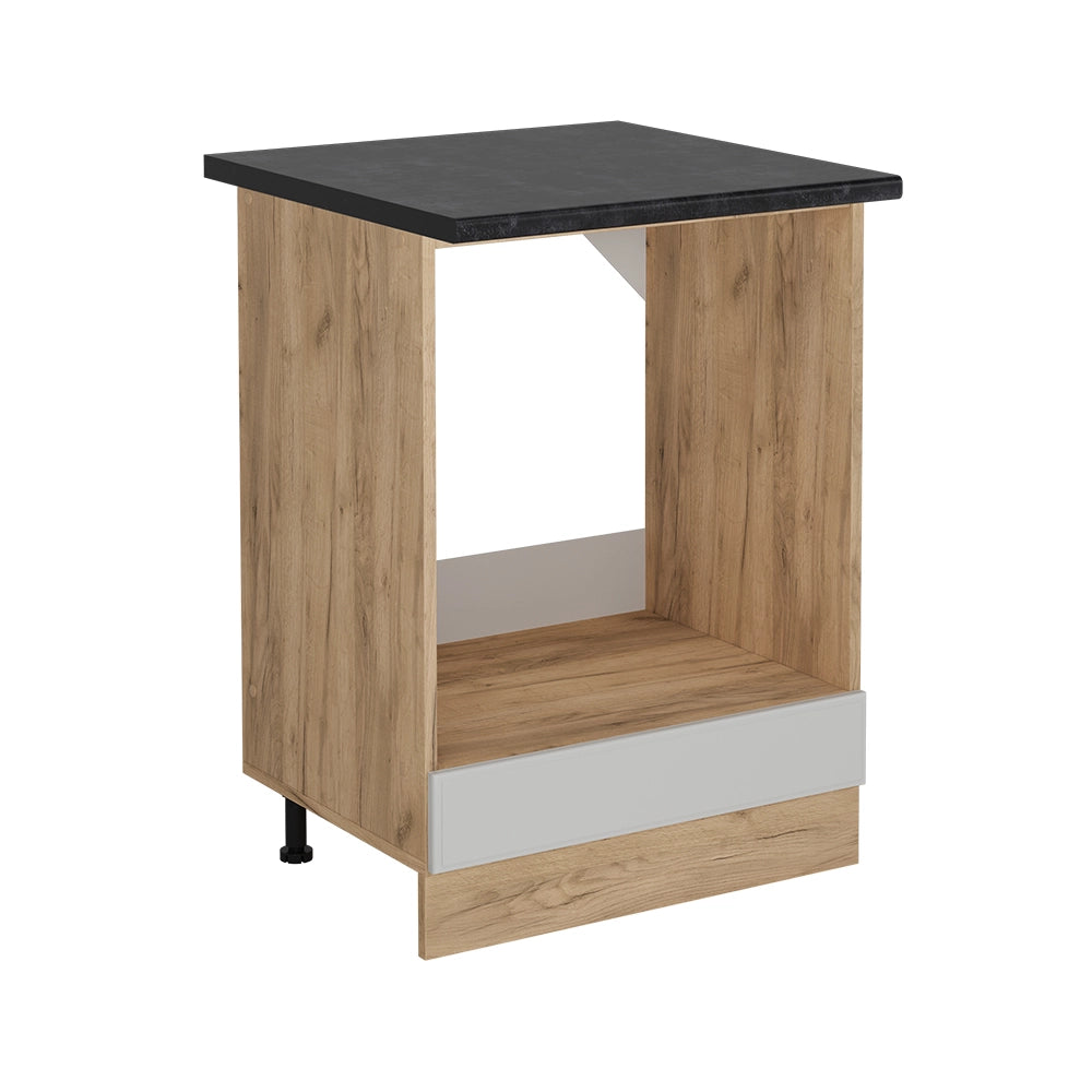 Mobile per forno da incasso R-Line Bianco rustico/Rovere dorato 60 cm, PL Antracite Vicco