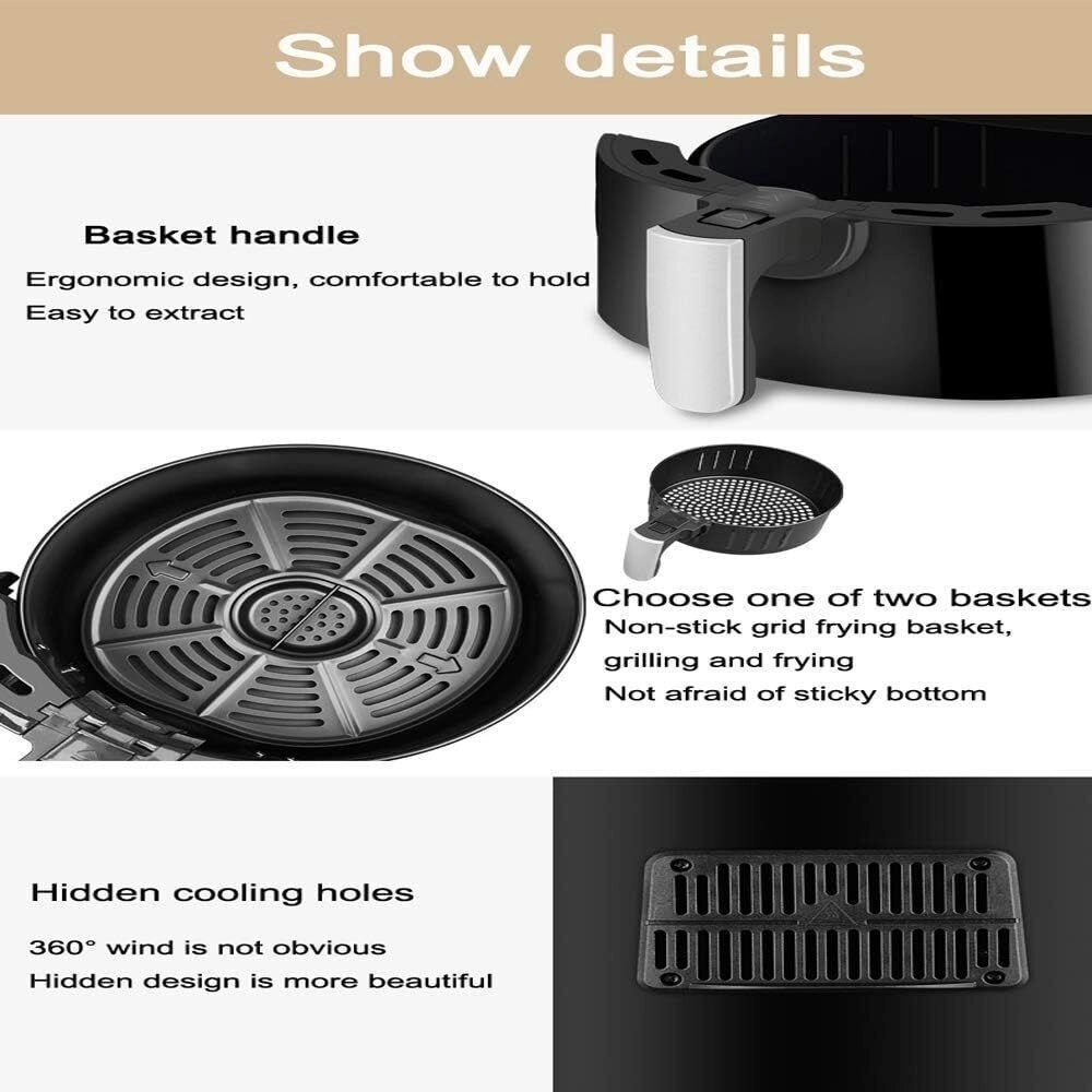 Trade Shop - Friggitrice Ad Aria Calda Senza Olio Capacità 5,5 Litri 1500 Watt Cucina Tx-8439 -