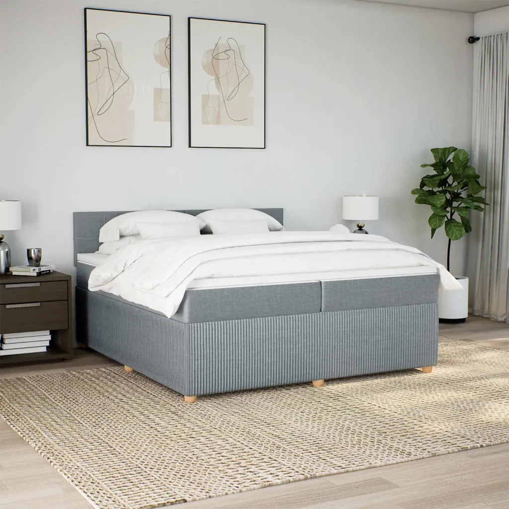 Giroletto a Molle con Materasso Grigio Chiaro 200x200cm Tessuto