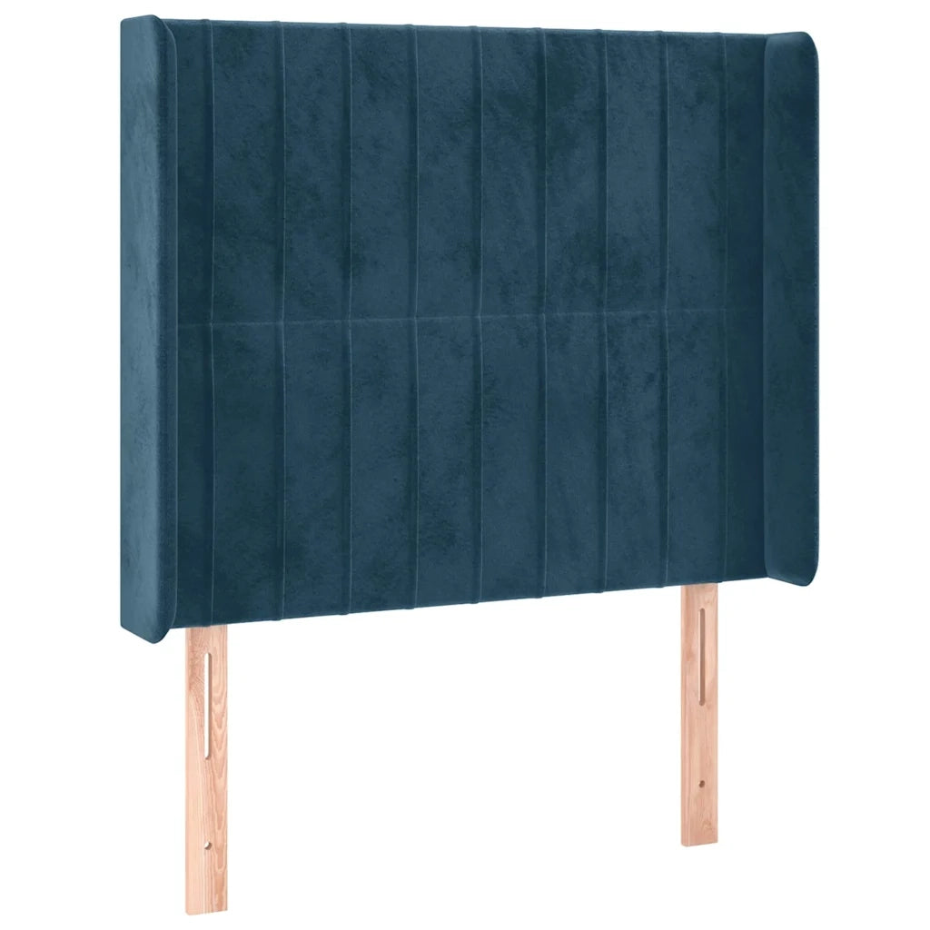 Letto a Molle con Materasso e LED Blu Scuro 90x190cm in Velluto 3139659
