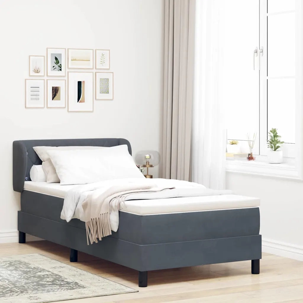 Letto a molle con testiera Grigio scuro 90 x 200 cm Velluto 3340317