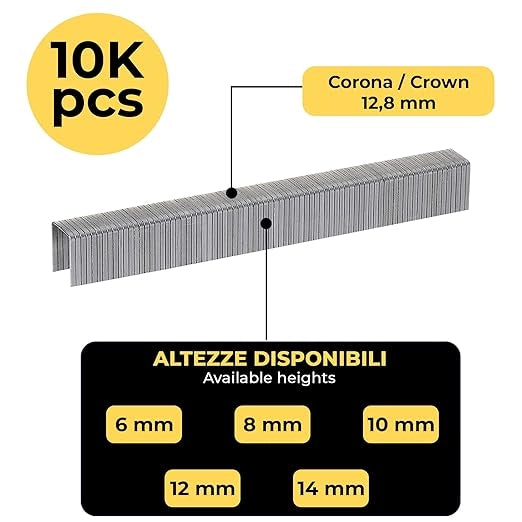 Stanox - Punti Metallici 12,8 x 6 mm, Pacchetto da 10000 Pezzi, Compatibili con Chiodatrici ad Aria Compressa!