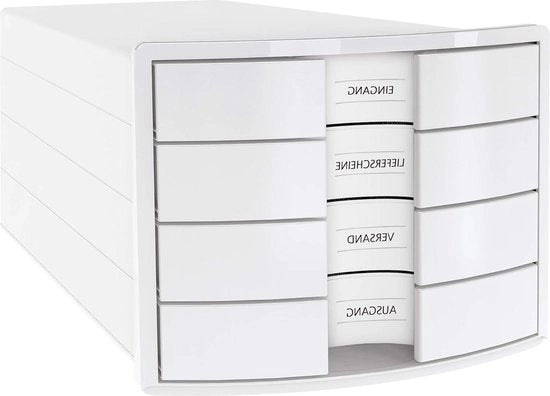 Cassafuochi 2.0 - 4 sloti chiusi - DIN A4/C4 - display per testo - blocco di estrazione - piedini in gomma - qualità premium - 1012-12 bianco Cassafuoco