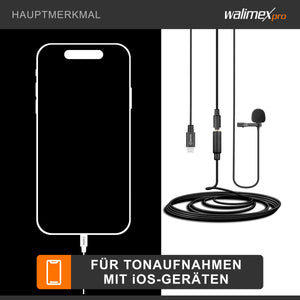 Boya M2 microfono a clip per iOS piccolo e potente microfono lavalier 50 Hz 20 kHz per dispositivi iOS, cavo adattatore Lightning adatto anche alla digitalizzazione nero