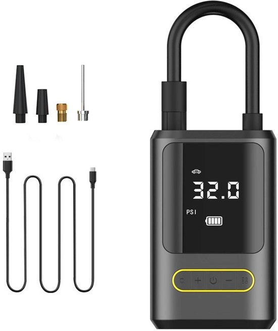 Pompa aeree portatile con display digitale, pompa aeree da emergenza senza fili con funzione di ricarica.