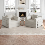 DIVANO LETTO Set da 2 pezzi in ciniglia kaki con vano bracciolo