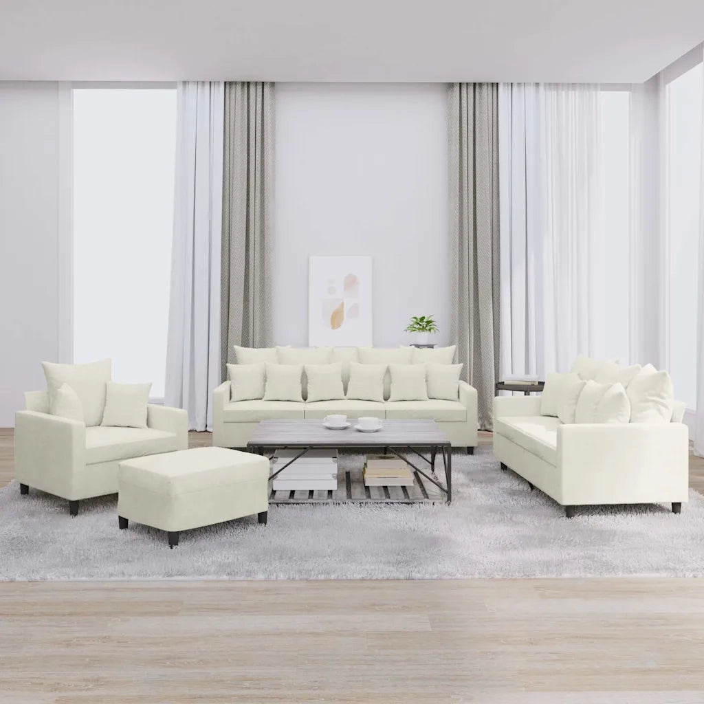 Set di Divani 4 pz con Cuscini Crema in Velluto 3201698