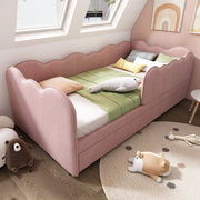 LETTO estraibile 90 x 190 cm in velluto rosa, senza materasso