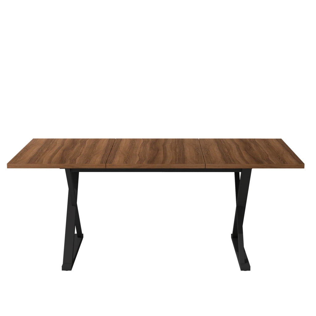 Tavolo da pranzo 180x90x75 cm; per 6-8 persone con gambe a X; MDF noce