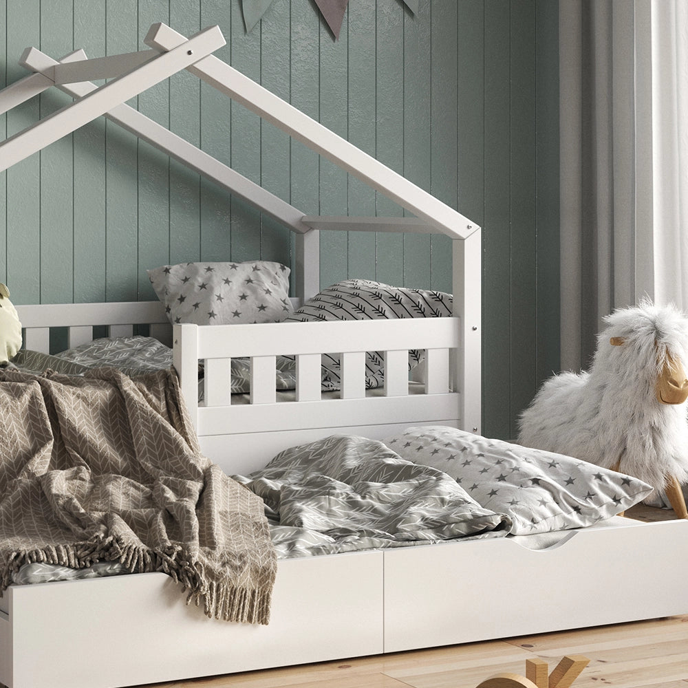 Vitalispa Letto montessori bambini Bianco 80x160 cm con letto per ospiti