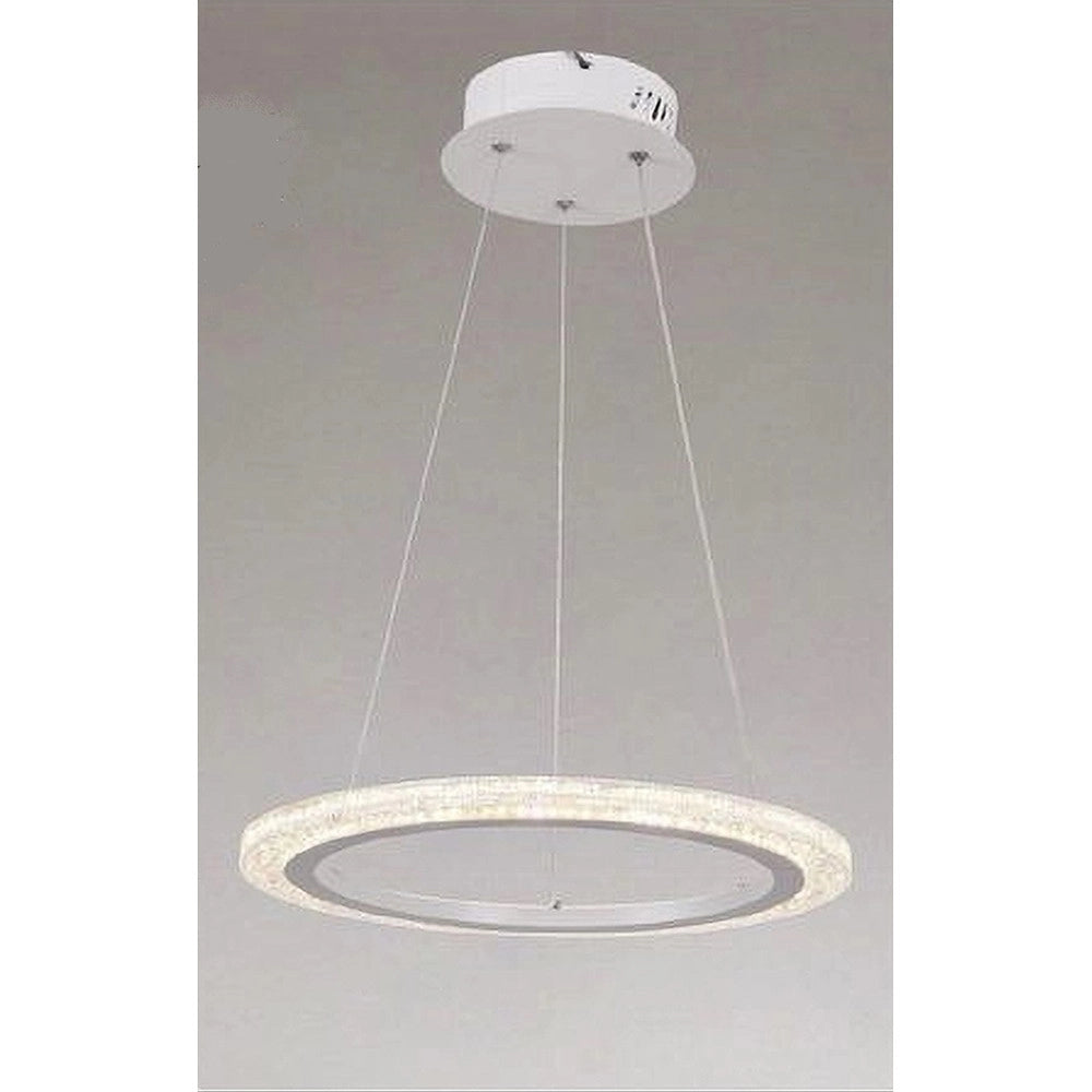 Trade Shop - Lampadario A Sospensione Led 36 W Cerchio Anello Bianco Effetto Cristallo 31920 -