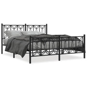 Letto matrimoniale | Letto per adulti | Giroletto con Testiera e Pediera Metallo Nero 150x200 cm
