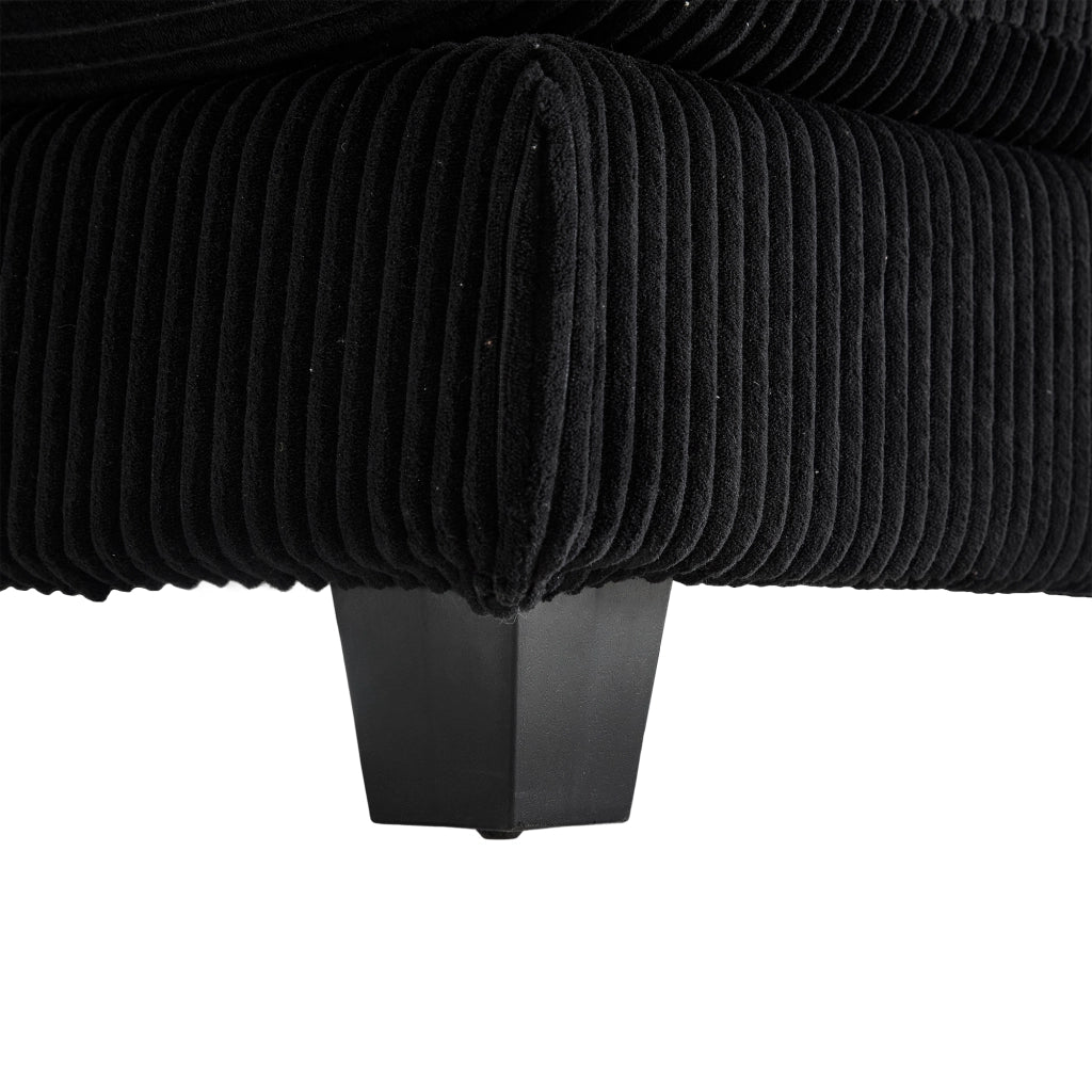 Divano modulare in tessuto a coste con 4 portabicchieri 4 tasche laterali porte USB e cuscini nero