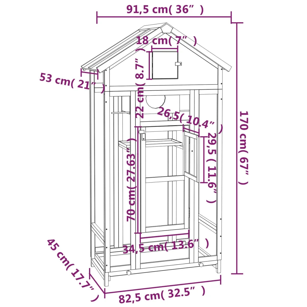 Casetta per Uccelli Moka 91,5x53x170 cm Legno Massello Pino CFW5819421
