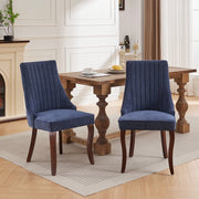 Sedie da Pranzo Imbottite in Tessuto con Gambe in Legno Massello ¨C MINIMAL ¨C Set 2, Blu