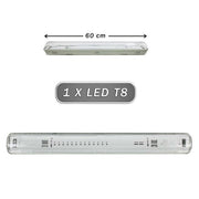 Trade Shop - Plafoniera Stagna 1 Neon Led Tubo T8 G13 60cm 220v Parete Soffitto Ip65 T8-60ss -