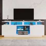 Mobile TV con LED 16 Colori e Ante a Vetro ¨C Xylo ¨C Bianco Lucido, 140 cm