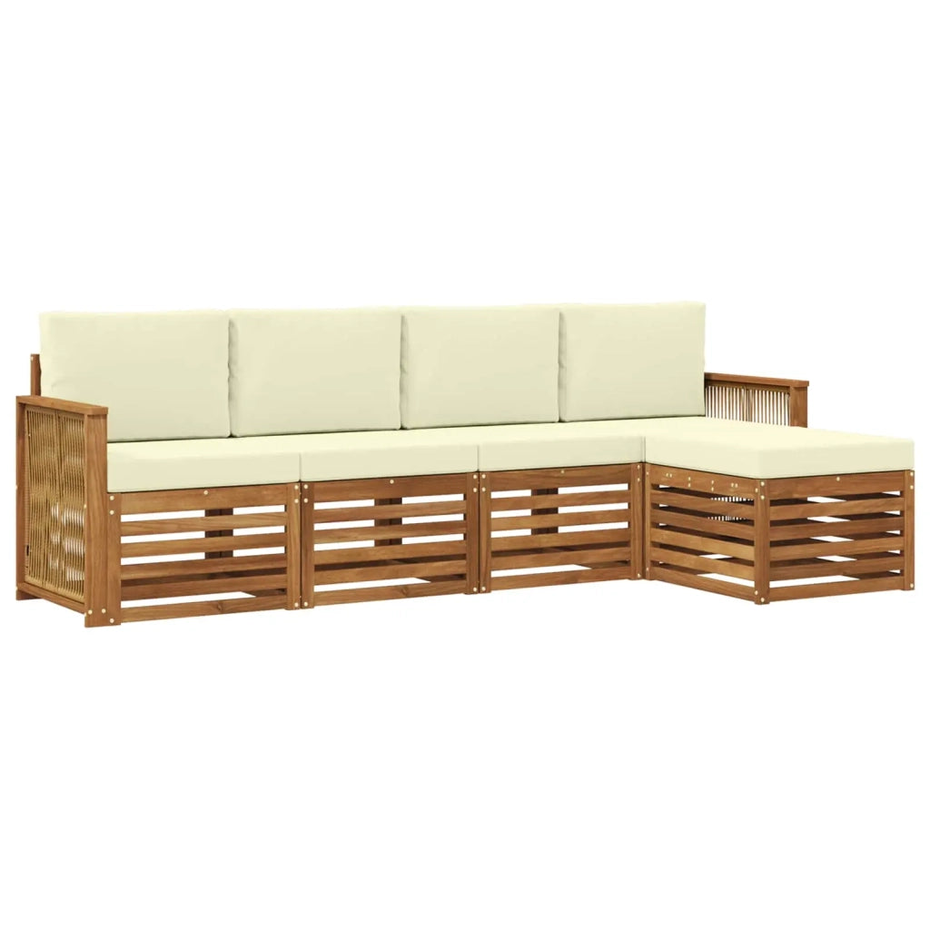 Set di divani da esterno con cuscino 5 pcs Naturale e Crema
