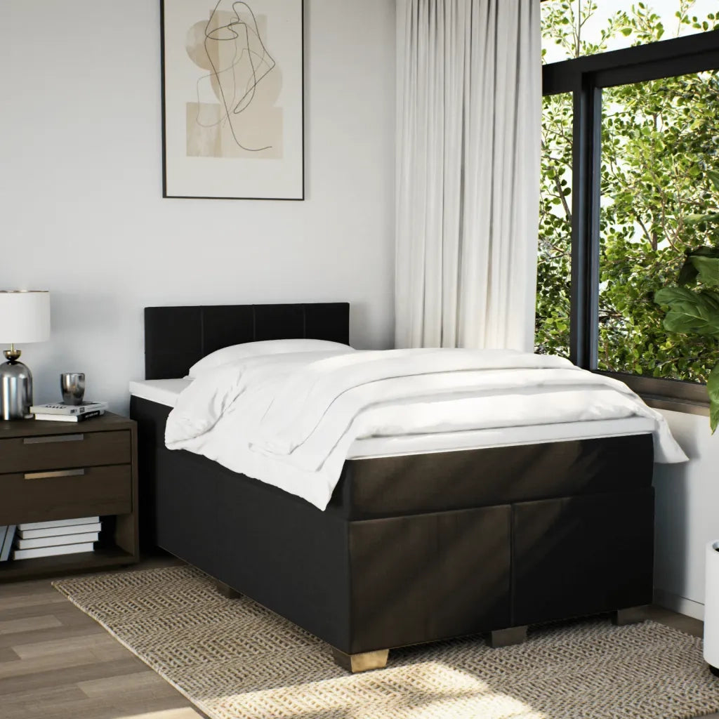 Giroletto a Molle con Materasso Nero 120x190 cm in Tessuto