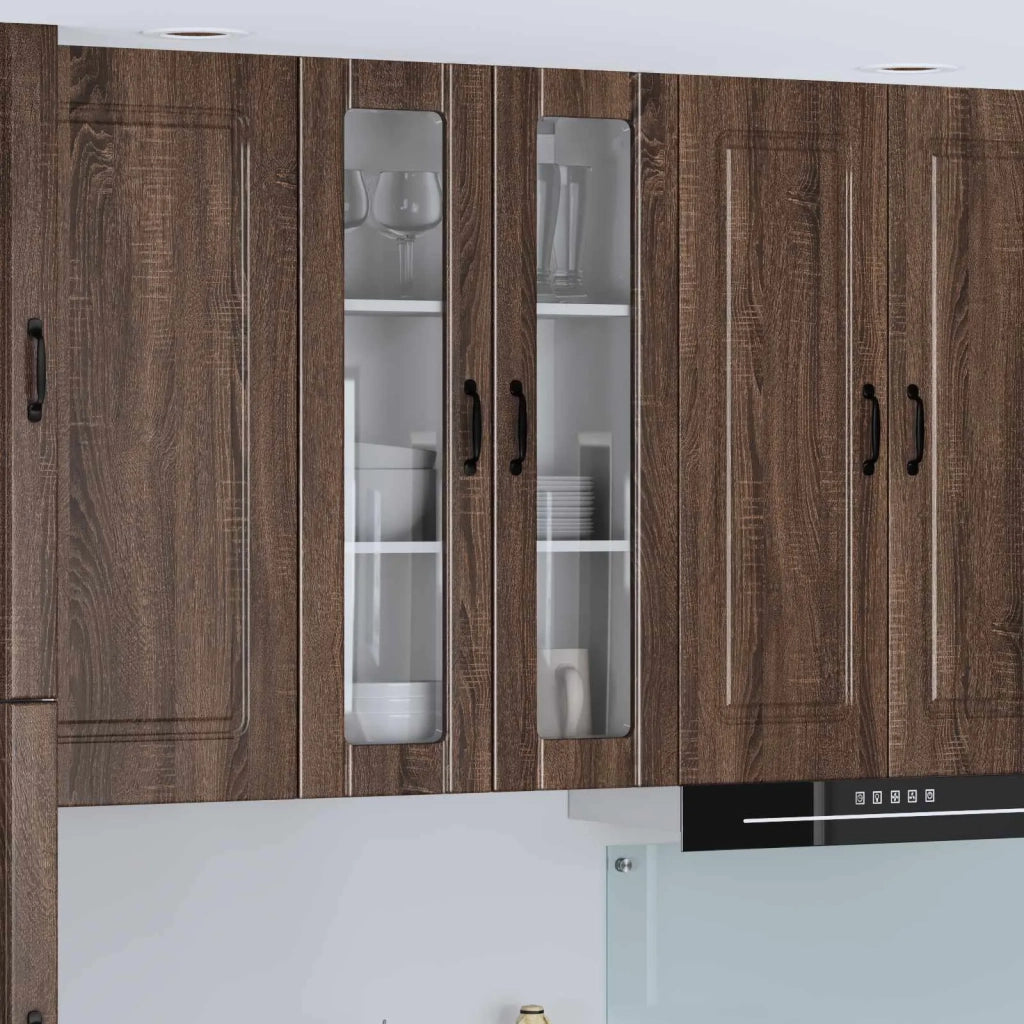 Pensile da cucina | Mobile in vetro da parete LUCCA Rovere Marrone 60 x 31 x 100 cm