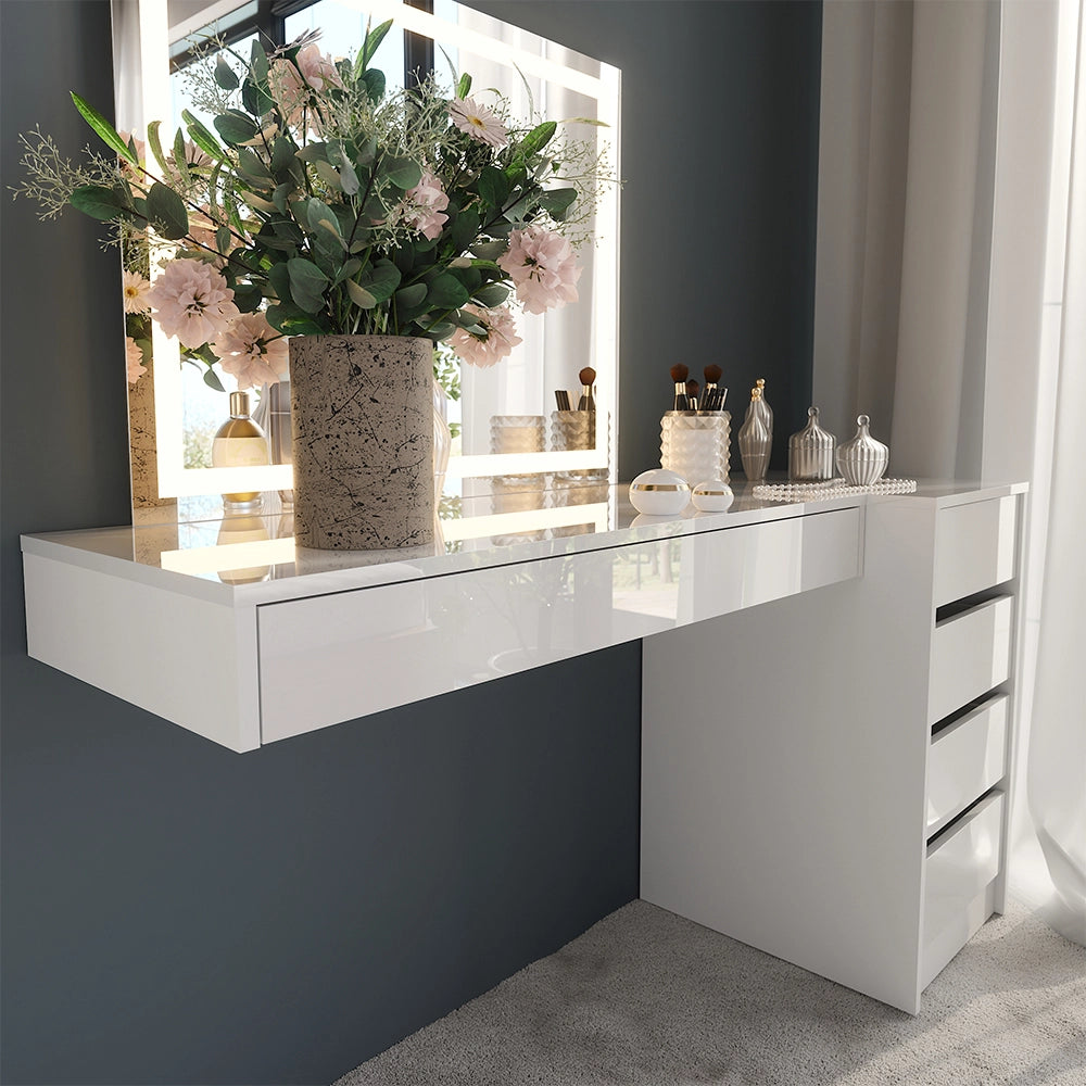 Vicco Tavolo da toeletta Bianco 100 cm 3 parti