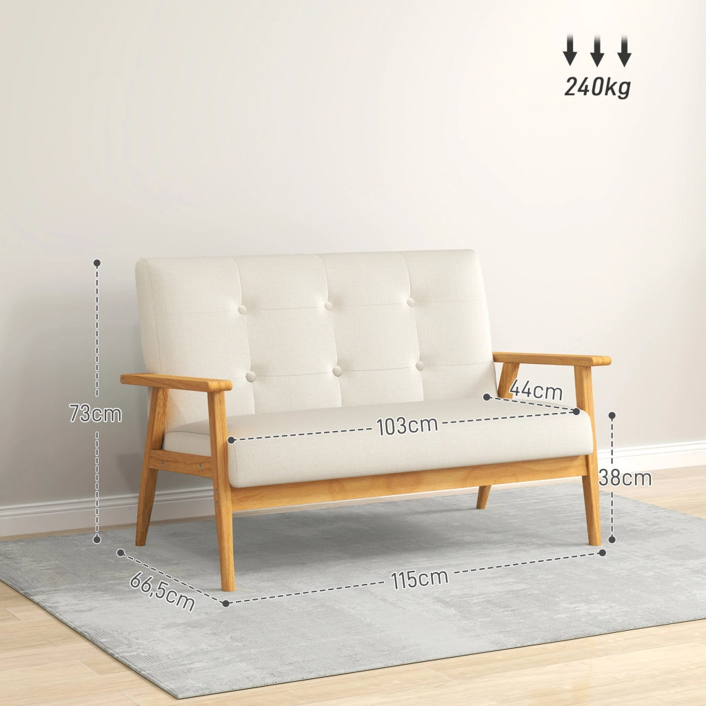 Divano 2 posti ¨C Minimal ¨C beige tessuto trapuntato