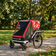 RIMORCHIO BICI PER BAMBINI 2-IN-1 2 posti Rosso in alluminio