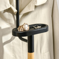 Appendiabiti da Terra 46x35x152 cm in Legno e Acciaio con Mensola e Gruccia Nero