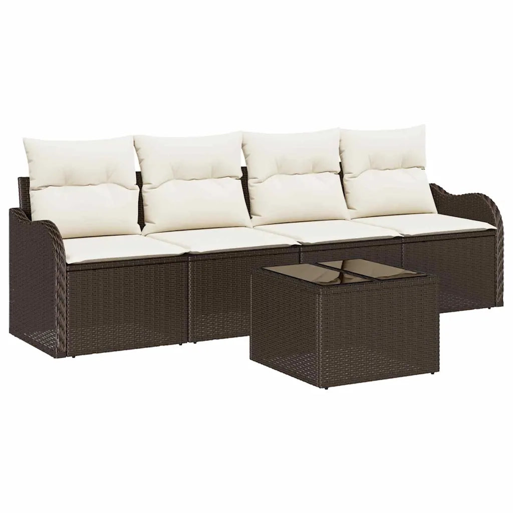 Set Divano da Giardino | Set Salotto da Giardino Marrone polyrattan