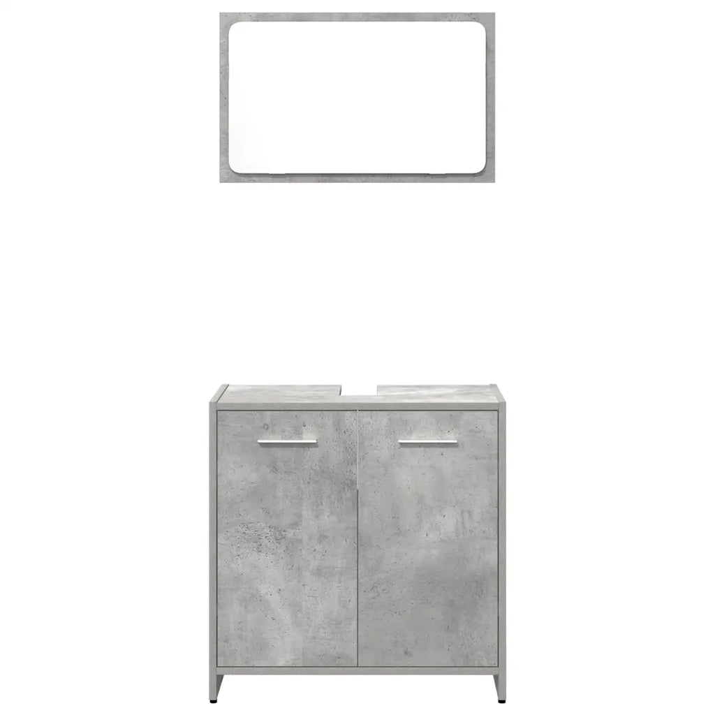 Set Mobili da Bagno 3 pz Grigio Cemento in Legno Multistrato