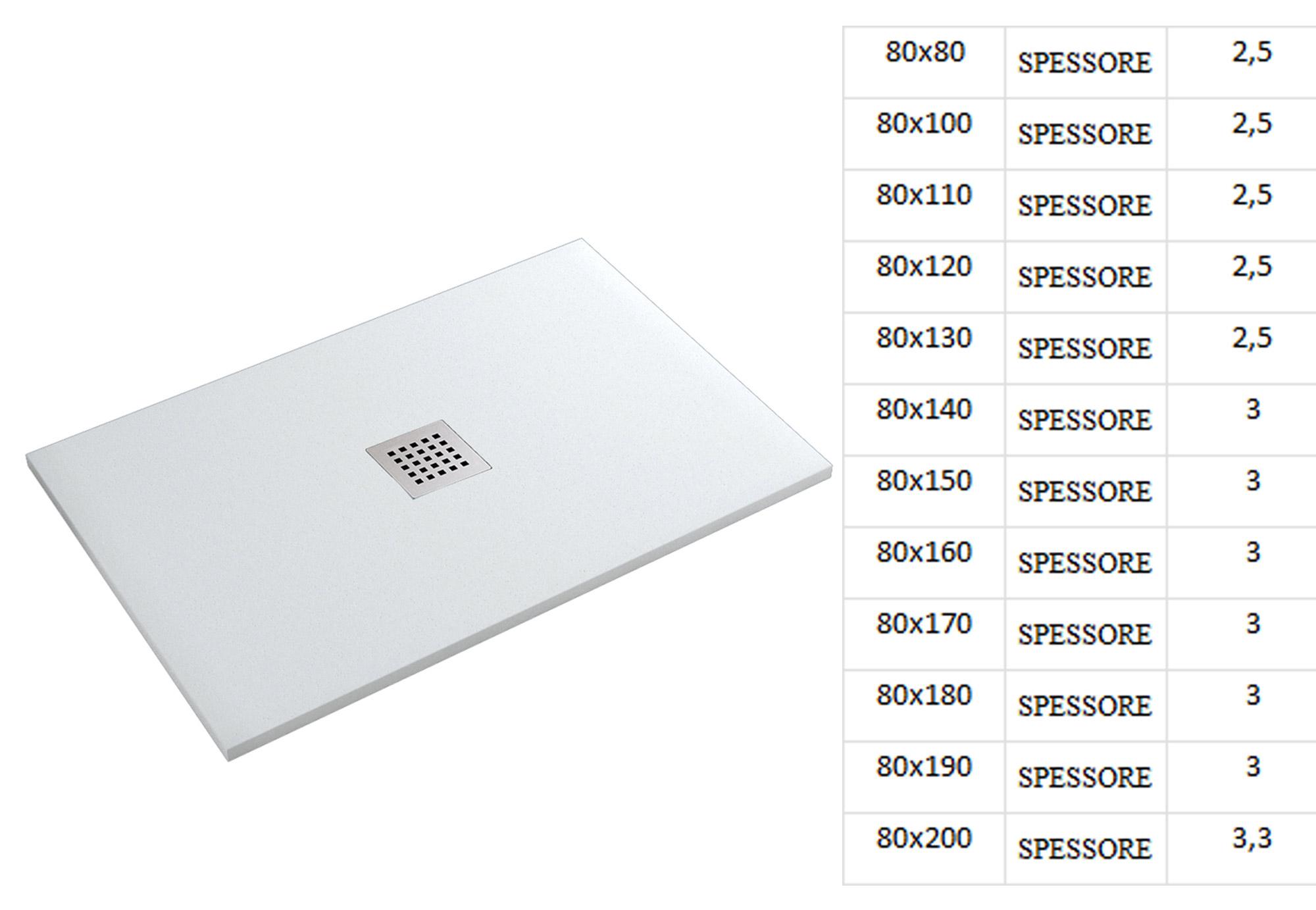 Piatto Doccia in Pietra 75x90 cm Bonussi Ardesia Stone Central Grigio