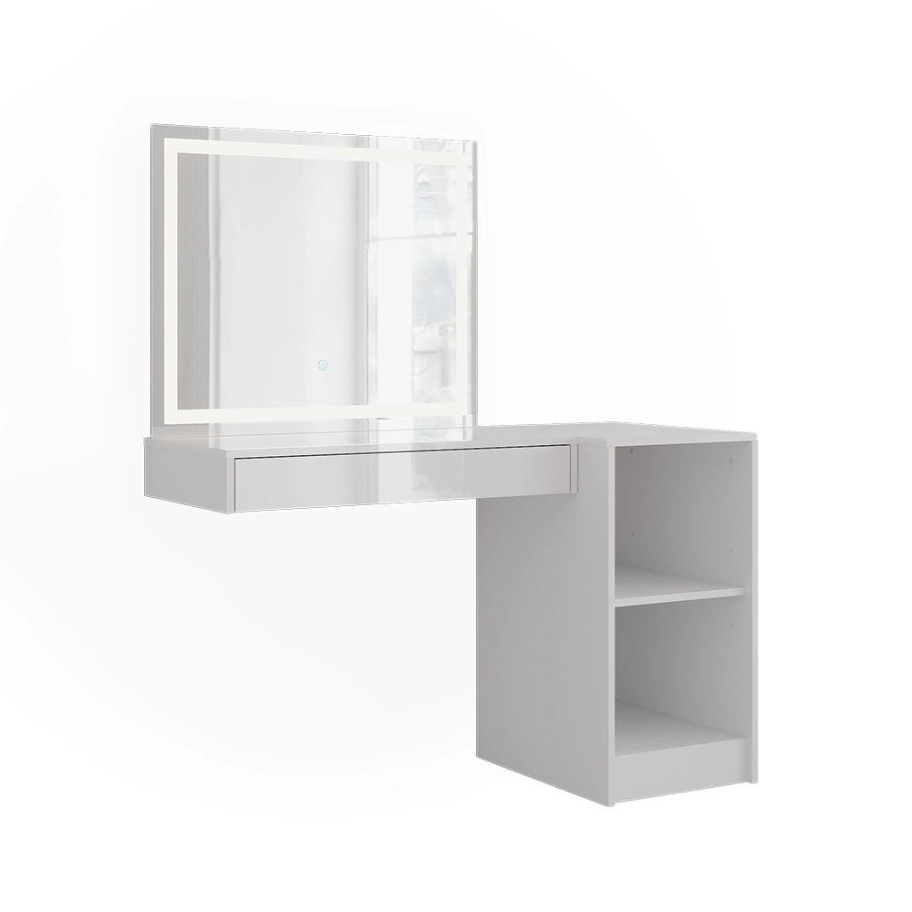 Vicco Tavolo da toeletta Bianco/bianco lucido 120 cm 3 parti