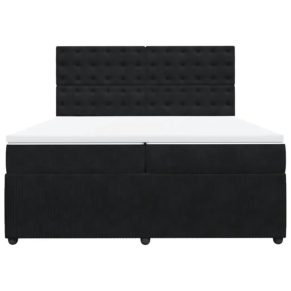 vidaXL Giroletto a Molle con Materasso Nero 200x200 cm in Velluto